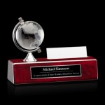 Personalized Simplex Globe/Cardholder - Optical/Rosewood 7" Wide