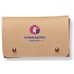 Logo Branded Handcrafted Leather Business Card Holder w/Button Stud Closure