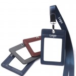 Genuine Leather ID Badge Holder with 3 Slots with Logo