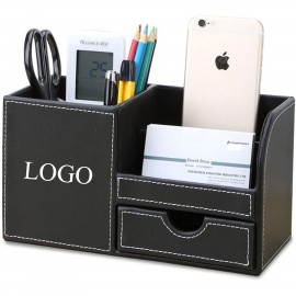 Logo Branded PU Leather Desk Organizer  Logo Branded PU Leather Desk Organizer