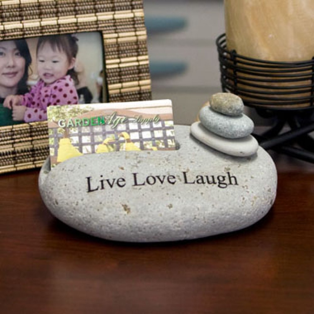 Custom Imprinted Natural Stone Business Card Holder - Sandblast Custom Imprinted Natural Stone Business Card Holder - Sandblast