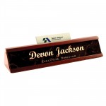 Promotional 2 1/4 x 9 3/8 Full Color Mahogany Executive Desk Wedge w/Business Card Slot, Insert