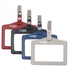 Custom Genuine Leather Badge Holder with Metal Buckle