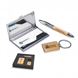 Maple Gift Set - Pen, Keychain, & Business Card Holder with Logo