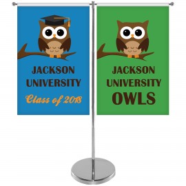 Logo Branded 11-19.7" T Style Metal Telescopic Flagpole with Two Double Sided Banners