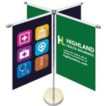Customized 11-19.7" Metal Telescopic Flagpole with Four Double Sided Banners