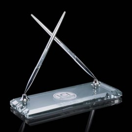Ashburton Double Pen Set - Chrome with Logo  Ashburton Double Pen Set - Chrome with Logo