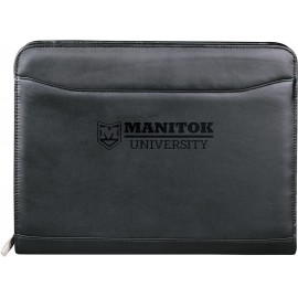 Millennium Leather Zippered Padfolio with FSC Mix Paper with Logo