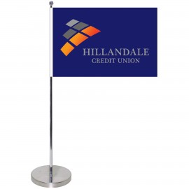 10.6-19.3" Metal Telescopic Flagpole with One Single Reverse Flag with Logo
