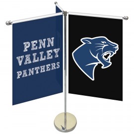 Customized 11-19.7" Metal Telescopic Flagpole with Three Single Reverse Banners  Customized 11-19.7" Metal Telescopic Flagpole with Three Single Reverse Banners