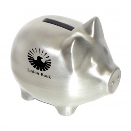 Piggy Bank - Pewter Piggy Bank with Logo