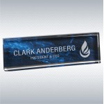 9 1/2" x 2 3/4" Blue Marble Acrylic Name Bar with Logo