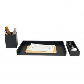 Promotional Easton 3 Piece Desktop Organizer Set - Black