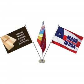 Logo Branded 11.4-20" Metal Telescopic Flagpole with Three Double Sided Flags