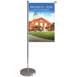 Custom 11-19.7" Metal Telescopic Flagpole with One Single Reverse Banner