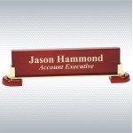 12 1/2" x 3 1/4" Rosewood Piano Finish and Metal Name Bar with Logo