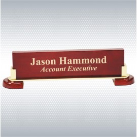 12 1/2" x 3 1/4" Rosewood Piano Finish and Metal Name Bar with Logo