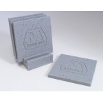 Logo Branded 4-Pc Square Concrete-Textured Coaster Set w/Base