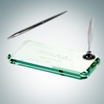 Personalized Beveled Glass Silver Pen Set (Large)