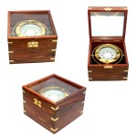 Customized Jumbo Gamble Brass Compass In Teak Wood Box (Upgraded)