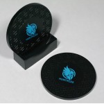 Customized 2-Pc Round Triad Pattern Coaster Set w/Base