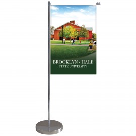 11-19.7" Metal Telescopic Flagpole with One Double Sided Banner with Logo