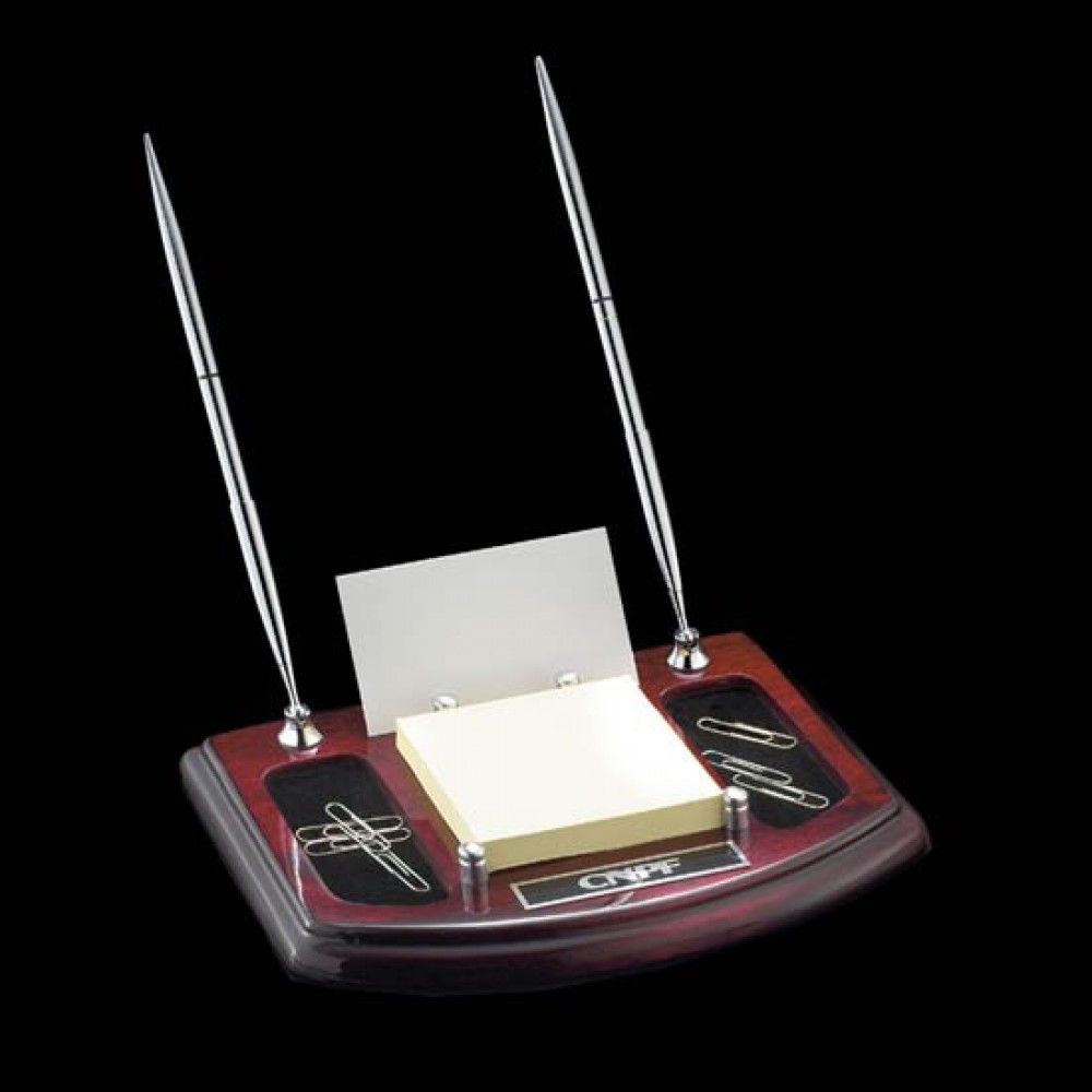 Custom Etched Ashcroft Desk Organizer - Rosewood/Chrome Custom Etched Ashcroft Desk Organizer - Rosewood/Chrome