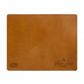 Full-Grain Leather Mouse Pad w/Decorative Stitch- Made in USA with Logo  Full-Grain Leather Mouse Pad w/Decorative Stitch- Made in USA with Logo
