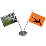 5.1-6.9" Metal Telescopic Flagpole with Two Double Sided Flags with Logo