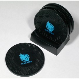 Personalized 4-Pc Round Maze Pattern Coaster Set w/Base  Personalized 4-Pc Round Maze Pattern Coaster Set w/Base