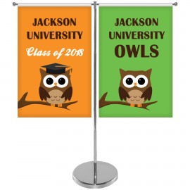 11-19.7" T Style Metal Telescopic Flagpole with Two Single Reverse Banners with Logo