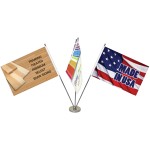 Promotional 11.4-20" Metal Telescopic Flagpole with Three Single Reverse Flags