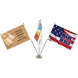 Promotional 11.4-20" Metal Telescopic Flagpole with Three Single Reverse Flags