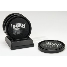 4-Pc Round Double Rim Coaster Set w/Base with Logo