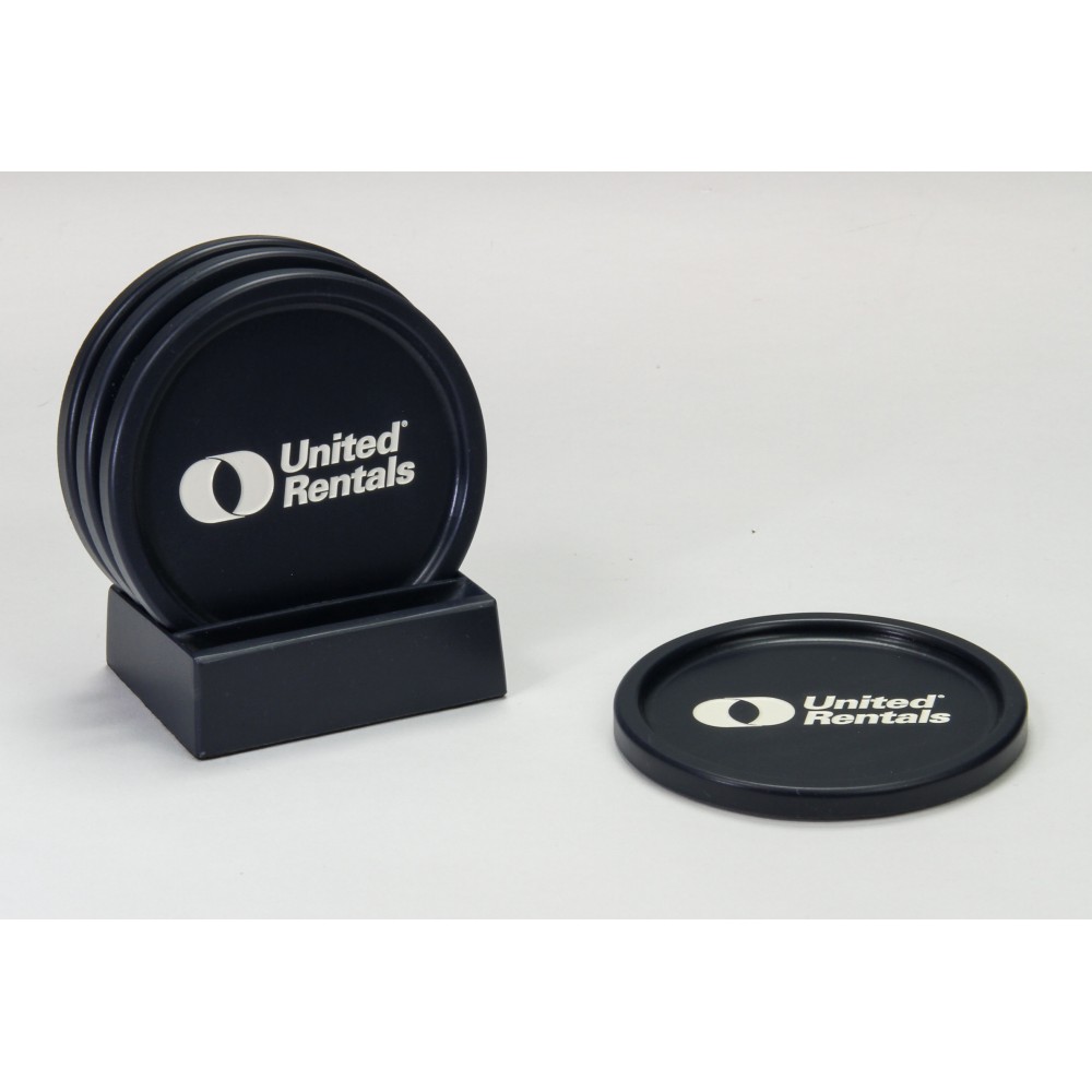 Customized 4-Pc Round Rim Coaster Set w/Base Customized 4-Pc Round Rim Coaster Set w/Base