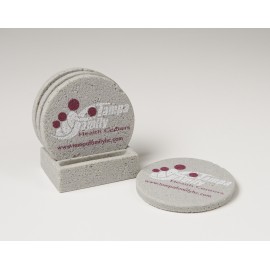 Logo Branded 4-Pc Round Concrete-Texture Set w/Base (UV Print)