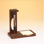 Customized Teakwood Finish Floating Pen Desk Set w/ Memo Pad