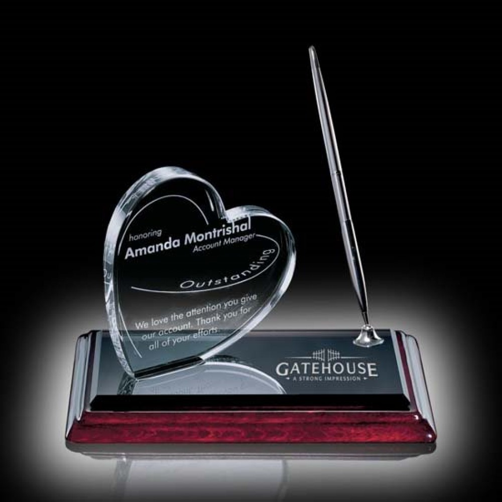 Laser-etched Heart on Albion Pen Set - Chrome Laser-etched Heart on Albion Pen Set - Chrome