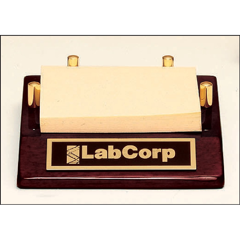 Post-it Note Holder with a Rosewood Piano Finish Base with Logo