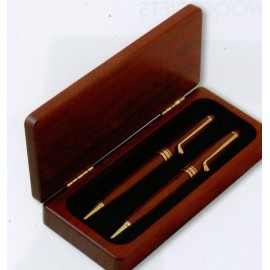 Rosewood Finish Pen Case w/2 Pens with Logo  Rosewood Finish Pen Case w/2 Pens with Logo