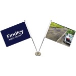 Logo Imprinted 11-19.7" Metal Telescopic Flagpole with Two Double Sided Flags