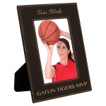 Leatherette 4 x 6 Photo Frame - Black/Silver with Logo