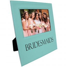 Logo Branded Teal Leatherette Photo Frame w/4.25" x 8.9" Eng Area