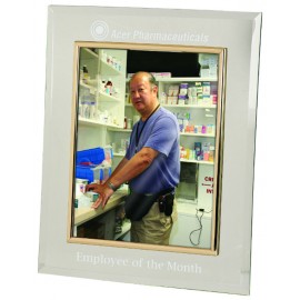 Logo Branded 5" x 7" Clear Glass Mirror Frame with Gold  Logo Branded 5" x 7" Clear Glass Mirror Frame with Gold