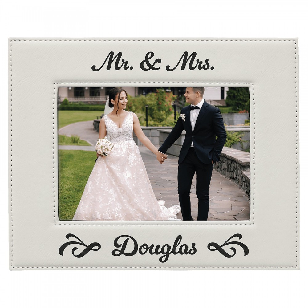 5" x 7" White Leatherette Photo Frame with Logo