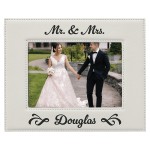 5" x 7" White Leatherette Photo Frame with Logo