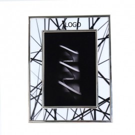 Black & White Stripes Metal Glass Frame with Logo