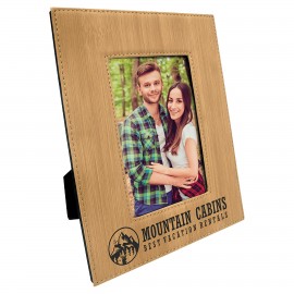 Personalized 4" x 6" Bamboo Leatherette Photo Frame