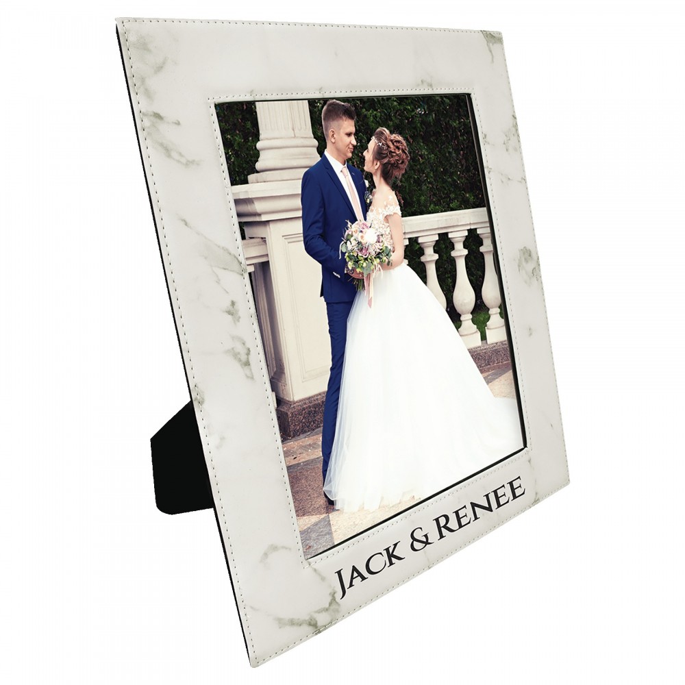 Logo Branded 8" x 10" White Marble Leatherette Photo Frame Logo Branded 8" x 10" White Marble Leatherette Photo Frame
