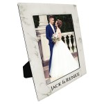 Logo Branded 8" x 10" White Marble Leatherette Photo Frame